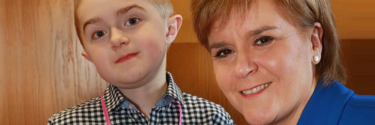 Boy With Muscular Dystrophy Writes to Scotland's Nicola Sturgeon Michael Young with Nicola Sturgeon