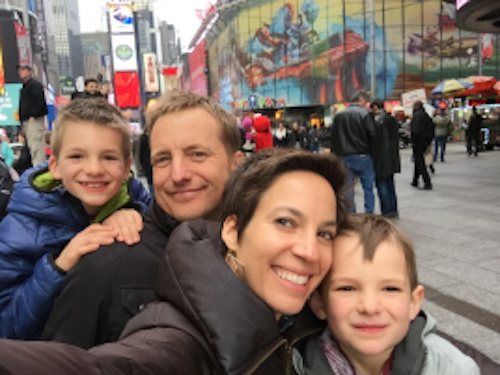 family in new york city times square