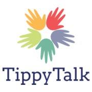 TippyTalk logo of rainbow hands in a star shape