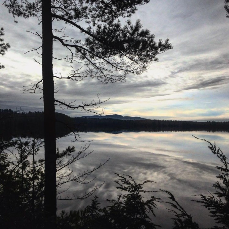 View of the water at dusk.