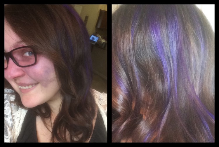 Crystal with purple streaks in her hair. 