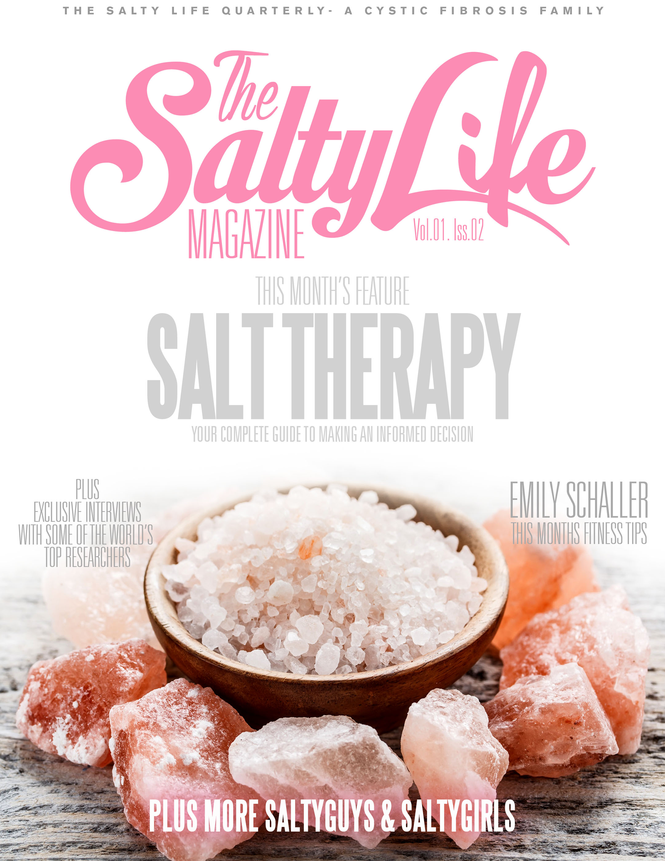"the salty life" magazine cover with bowl of salt that says "salt therapy"