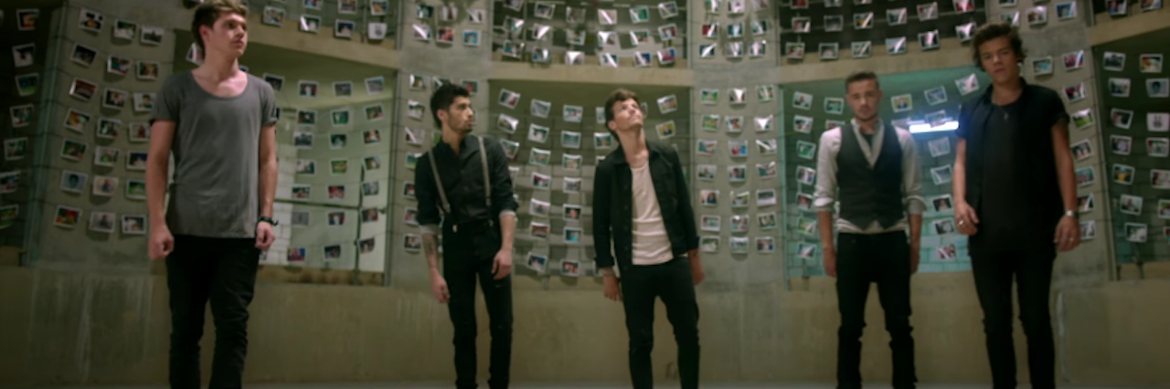 boys from one direction in "story of my life" music video