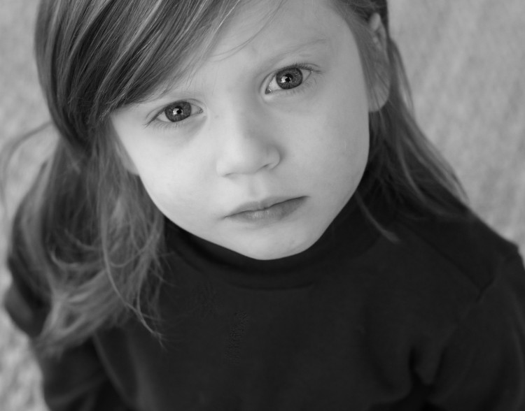 black and white photo of young girl