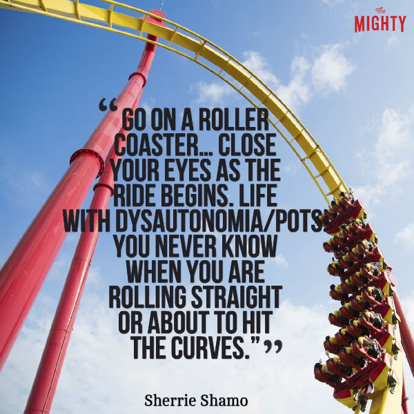 POTS meme: Go on a roller coaster... close your eyes as the ride begins. Life with dysautonomia/POTS: You never know when you are rolling straight or about to hit the curves.