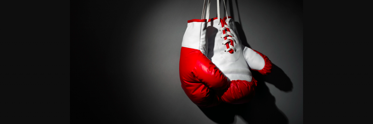 Boxing gloves on a black background