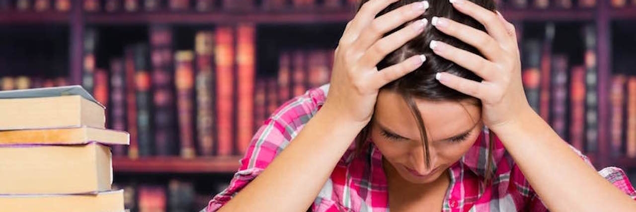 To College Student Not Accepting Help for ADD stressed student in the library