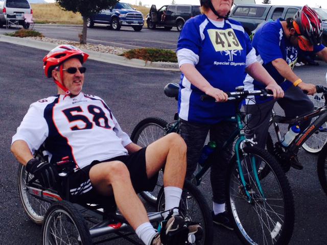 Gary on his trike, racing in the Special Olympics