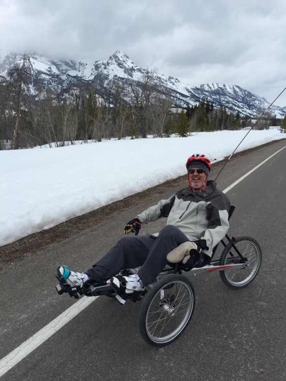 Gary enjoying a view of the mountains on his trike. 