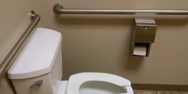 Wheelchair accessible public restroom.