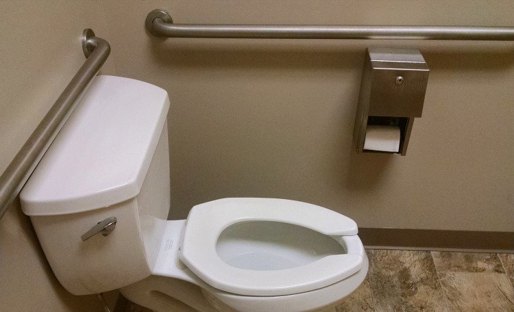 Wheelchair accessible public restroom.