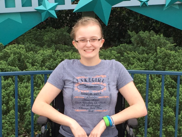 young woman wearing gray t-shirt