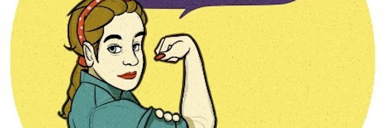 What It's Like to Be Gay and Have Trichotillomania cartoon of author as rosie the rivitor with words 'we can do it'