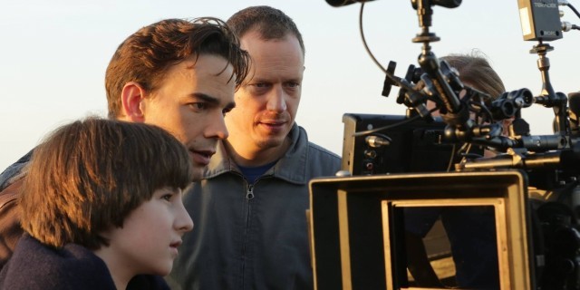 Actors Julian Feder and Christopher Gorham and director/producer John Asher on the set of "Po."