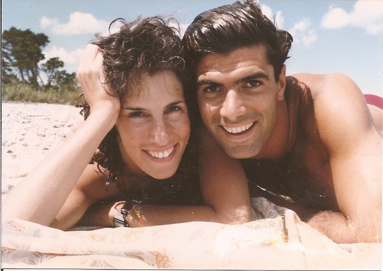 The author and her husband on the beach.