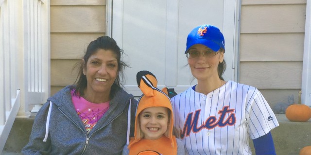 To My Mom, Who Gave Everything to Care for Me and My Son With Chronic Illness Nicole's mother, her son, and Nicole in a baseball cap.