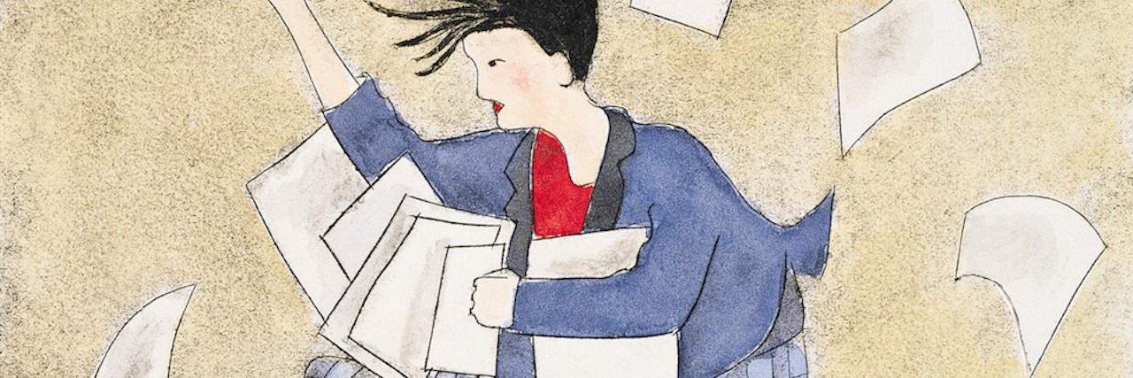 How to Help Someone Experiencing an Anxiety Attack A woman with papers blowing around her