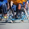 Paralympic athletes in wheelchairs.