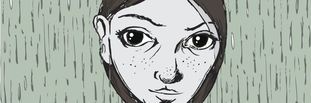 Coping With Depression on Dark Days of Bipolar Disorder Girl with Clouds and Rain