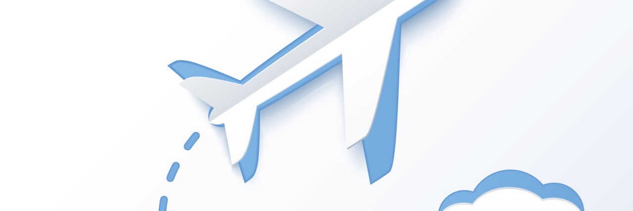 Insurance Issues With Male Eating Disorder Treatment Blue paper vector flying plane in clouds