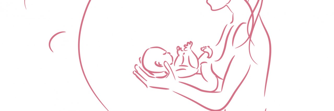 Letter to New Mothers With Anxiety sketch of girl with a baby. vector illustration