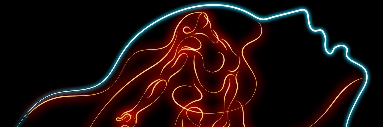 Rapid Cycling Type I Bipolar Disorder: What It's Like in My Head sketch of woman inside a mind