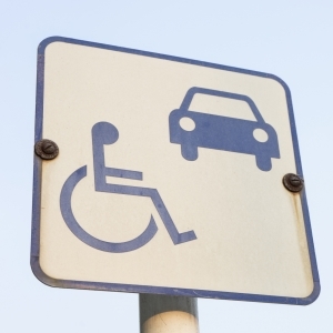 Disability symbol sign at car park
