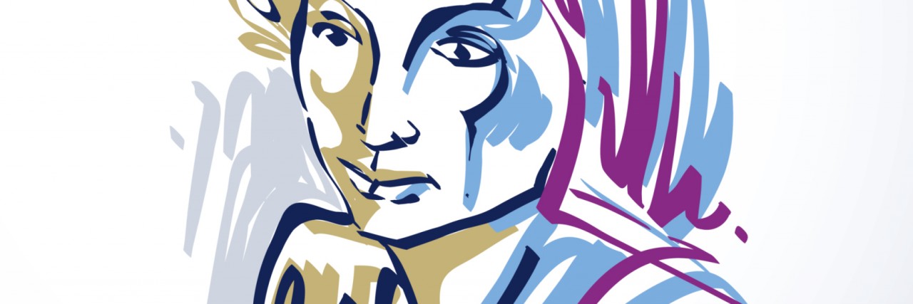 The Pain of Being Suicidal Silhouette of beautiful tender woman, graphic vector illustration