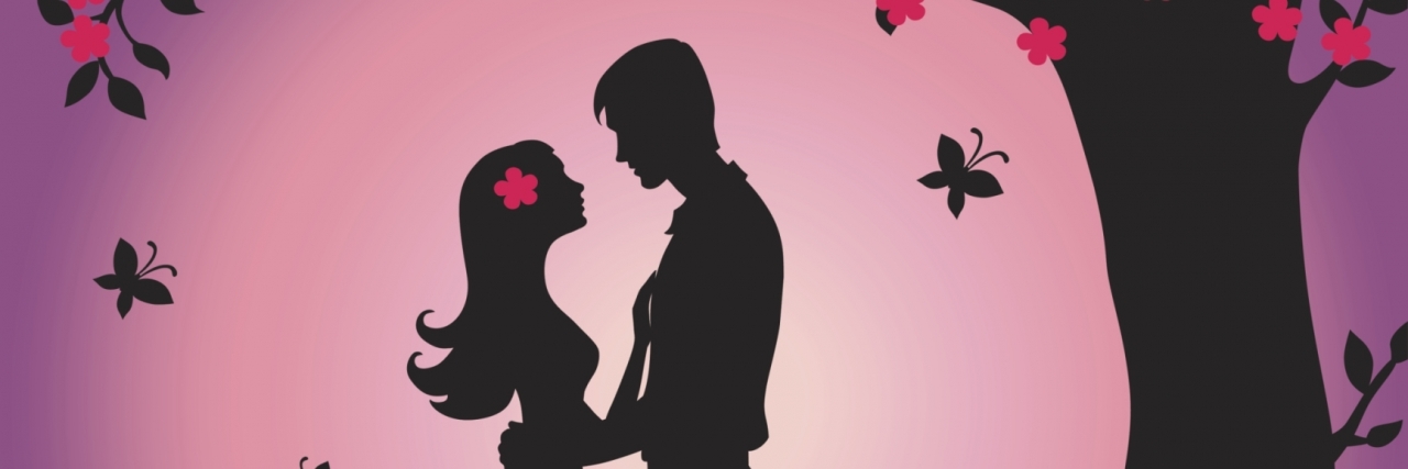 Letter to My Future Husband, From a Wife With Bipolar Disorder Illustration black silhouette of lovers embracing on a white background