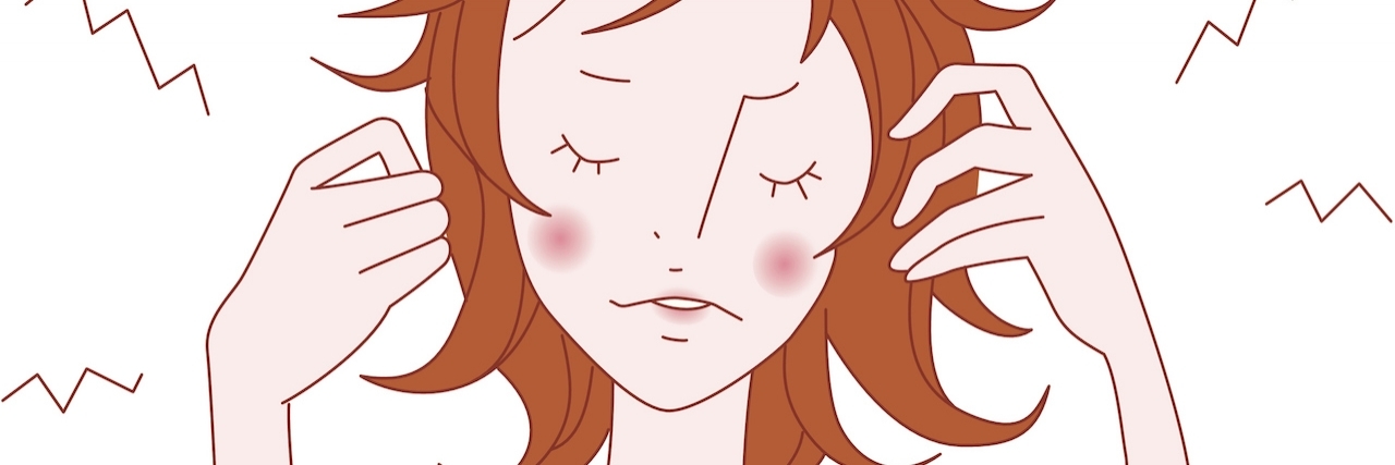 OCD: Compulsive Apologizing Cartoon of a woman, upset