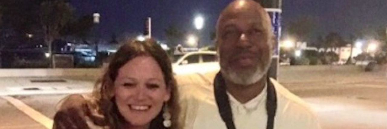 Stranger's Act of Kindness and Accepting Help for My Lupus Contributor and saxpphone player standing together and smiling outside