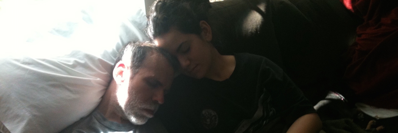The Lesson You've Taught Me, Daddy, as You Fight Parkinson's Disease and Dementia maddie petersil and her dad on a couch