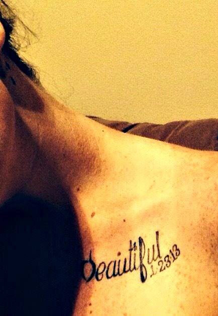 Tattoo reads: beautiful 
