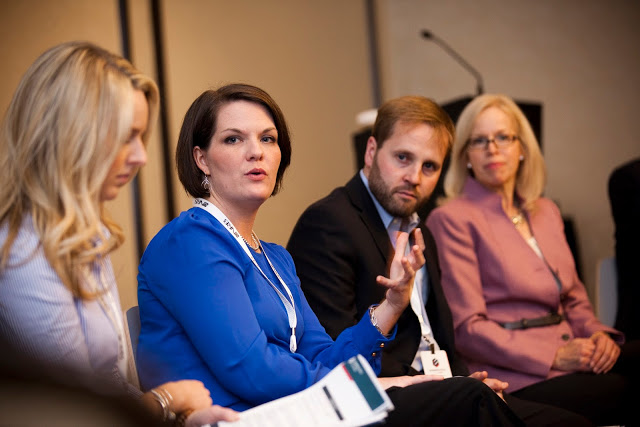 The author, speaking on a panel.