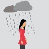 sketch of woman with raincloud