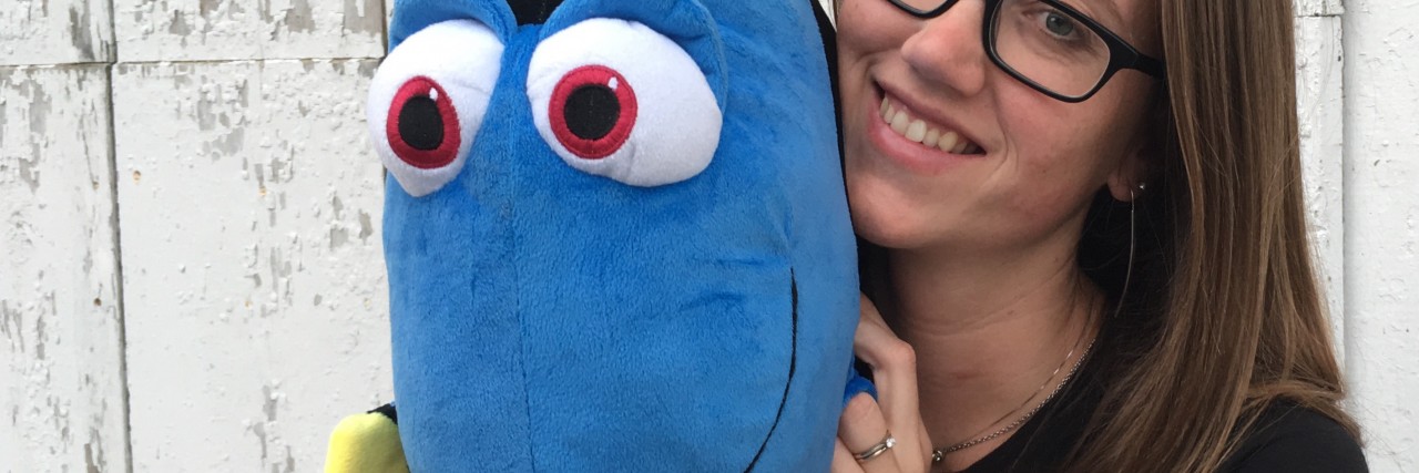 Special Needs Parenting and 'Finding Dory': I Am Dory's Mom mom with dory stuffed animal