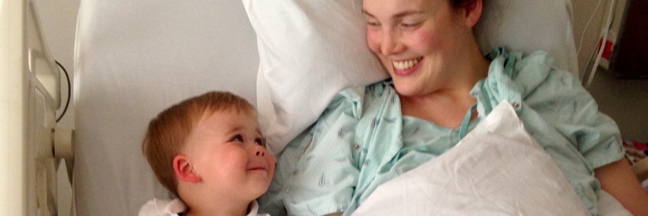 MEN 2A: The Rare Disorder My Son and I Share mother in hospital bed lying next to her son