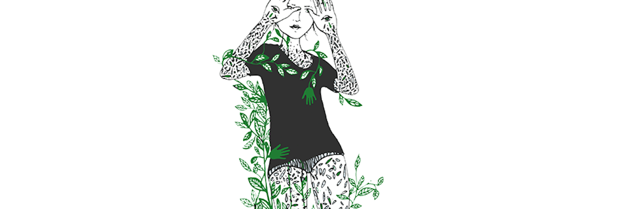 Speaking Up About Family's History of Mental Illness girl hiding behind a bush