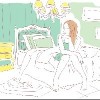 vector illustration girl in the bedroom