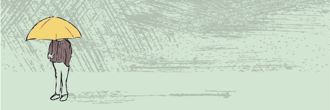 What to Know When Your Friend Has Depression Hand drawn illustration of figure standing in rainy weather