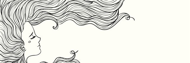 Line art of woman with beautiful hair (contour)