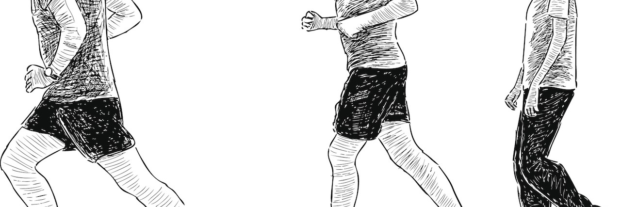 Vector sketch of the young men for a jog.