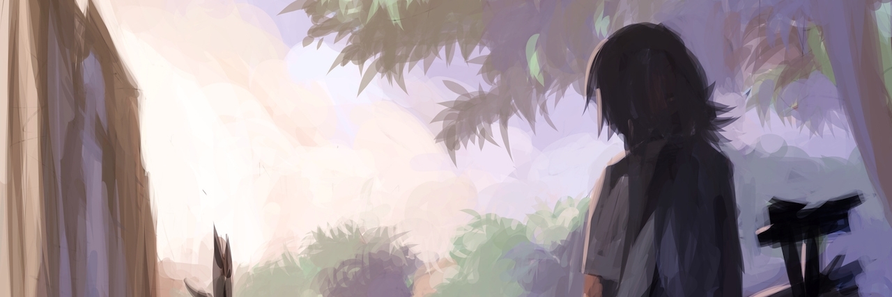 Changing My Answer to 'What Does Depression Feel Like?' digital painting of sad woman on bench