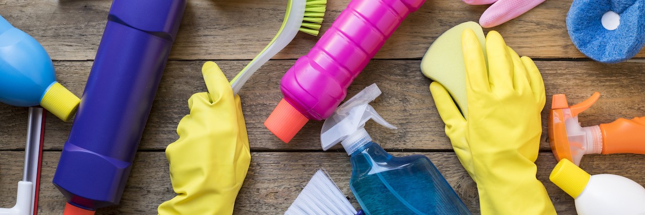 OCD: When It's Time to Get Help for Fear of Germs Cleaning items on a table.