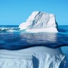 Underwater view of iceberg with beautiful transparent sea