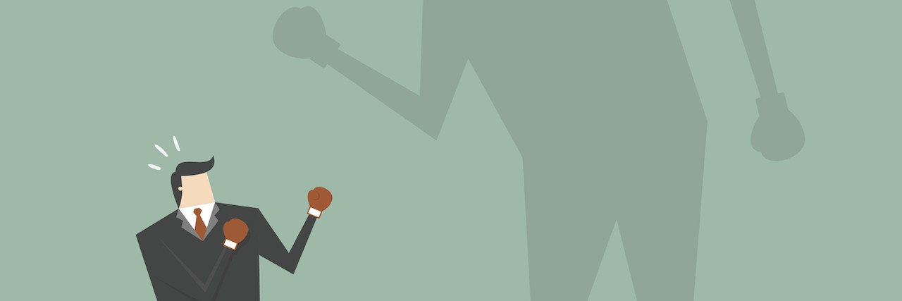 Obsessive Compulsive Disorder: Fears Based in Truth Businessman Fighting His Shadow.