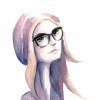Colorful watercolor painting of the hipster girl with glasses