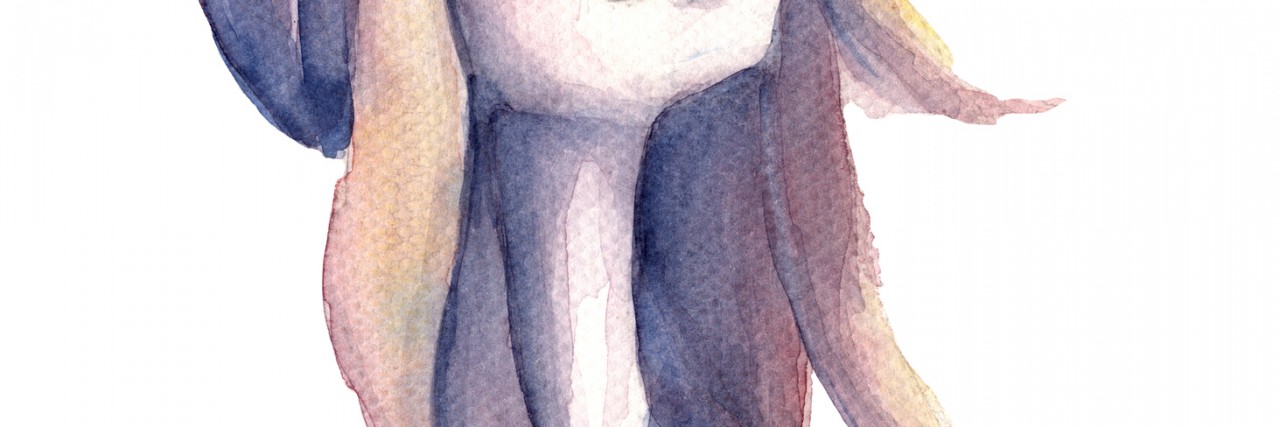 What I Do When I’m Consumed by Anxiety Colorful watercolor painting of the hipster girl with glasses