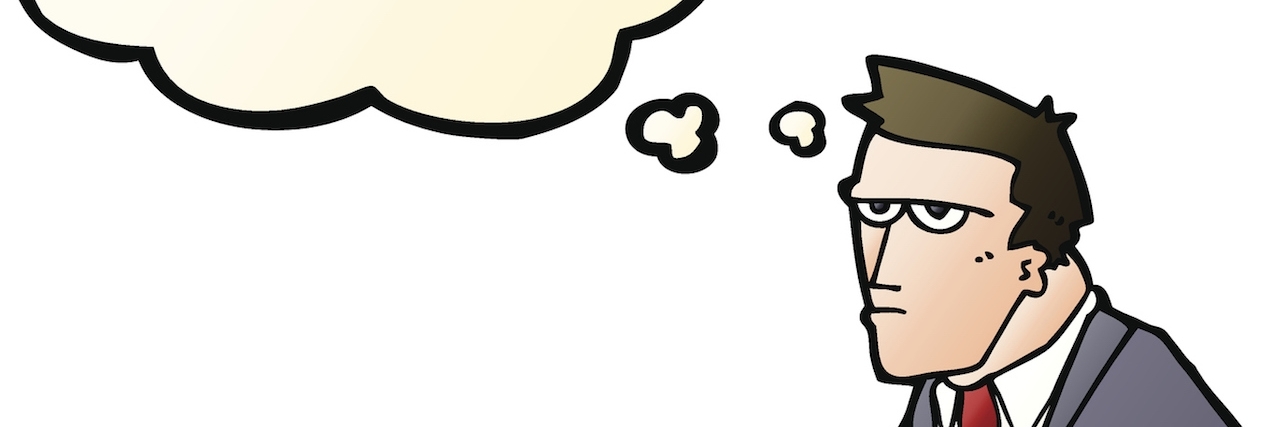 Why You Shouldn't Use 'Bipolar' as an Adjective or Insult cartoon angry man with thought bubble