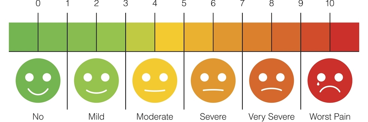 Pain scale 0 to 10 method of assessing. Vector illustration medical chart design